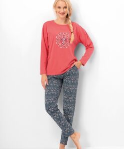 Alternative view of Piżama damska KEY LNS 703 z długim rękawem granat koralowa