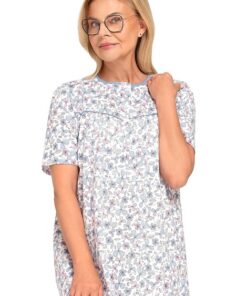 Koszula nocna Martel Bogna I 203 guziki niebiesko różowy wzór