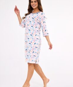 Alternative view of Koszula nocna 464/457 Hannah 2 rękaw 3/4 pastelowy wzór