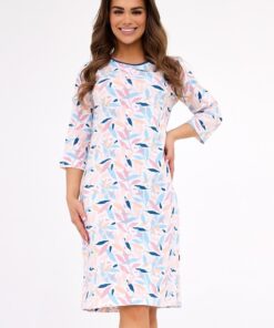 Koszula nocna 464/457 Hannah 2 rękaw 3/4 pastelowy wzór