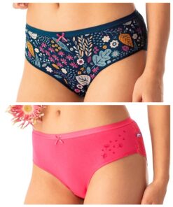 Figi damskie Key majtki pakiet 2 szt.bawełniane malina granat