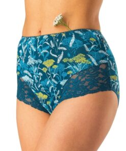 eleganckie wzorzyste majtki damskie key high waist maxi wysokie zabudowane