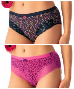 Figi damskie Key majtki pakiet 2 szt.bawełniane fuksja granat