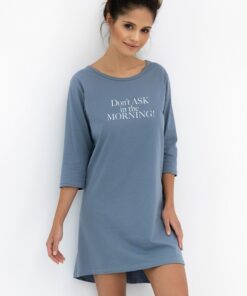 Koszula nocna Sensis Morning 100% bawełna rękaw 3/4 niebieska