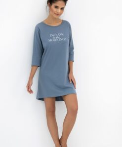 Alternative view of Koszula nocna Sensis Morning 100% bawełna rękaw 3/4 niebieska