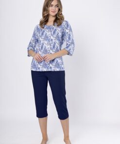 Alternative view of Piżama damska Ewlin M-max 1661 3/4 Bawełniana niebieska