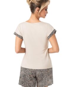 Alternative view of Piżama damska Donna Omari Short brązowo beżowa w cętki