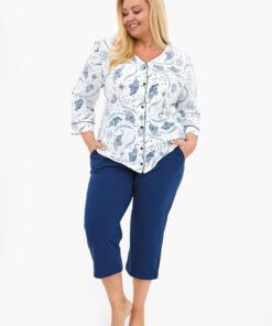 rozpinana piżama damska plus size granat ecru