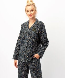 elegancka długa flanelowa piżama damska