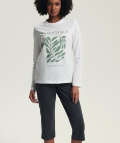 Piżama Henderson 43686 Danna długi rękaw rybaczki wanilia szary