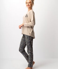 Alternative view of Piżama damska KEY LNS 707 z długim rękawem beż granat