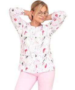 Piżama damska długa Maria III 202 Rozpinana maziaje róż