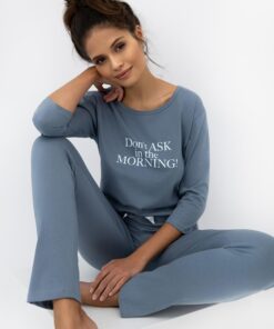 Piżama damska Sensis Morning długie spodnie rękaw 3/4 niebieska