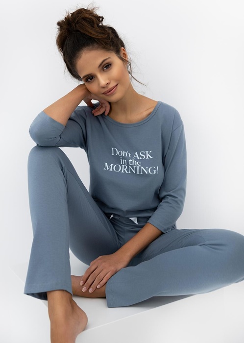 Piżama damska Sensis Morning długie spodnie rękaw 3/4 niebieska