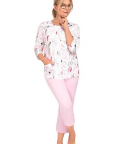 Alternative view of Piżama damska 3/4 Martel Maria II 201 rozpinana maziaje róż