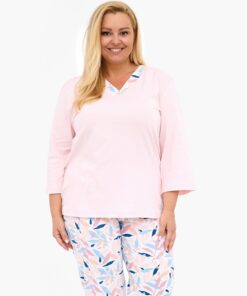 pudrowa piżama damska plus size duża cornette pastele