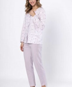 Alternative view of Piżama damska Danuta M-max 1637 długa Rozpinana biało różowa