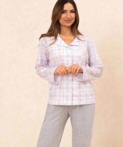 piżama damska regina z rozpinaną koszulą z długim rękawem