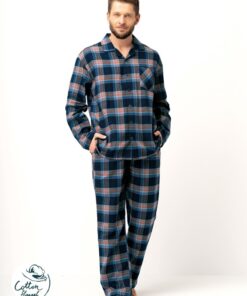 piżama męska rozpinana z flaneli bawełna długa