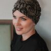 Żakardowy turban Roksana elegancki czarny wzór