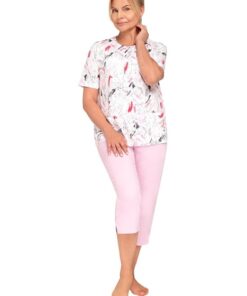 Alternative view of Piżama damska krótka Martel Maria I 200 rozpinana maziaje róż