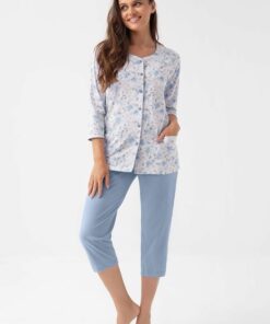 Alternative view of Piżama damska Luna 388 rozpinana koszula 3/4 długości niebieska