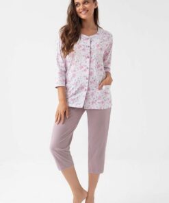 Alternative view of Piżama damska Luna 388 rozpinana koszula 3/4 długości kwiaty róż