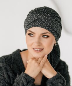 Ciepła chusta Milena czarna we wzór