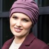 wrzosowy ciepły turban na jesień zimę