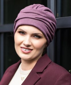 wrzosowy ciepły turban na jesień zimę