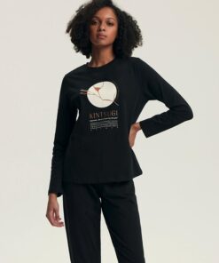 długa czarna piżama damska henderson