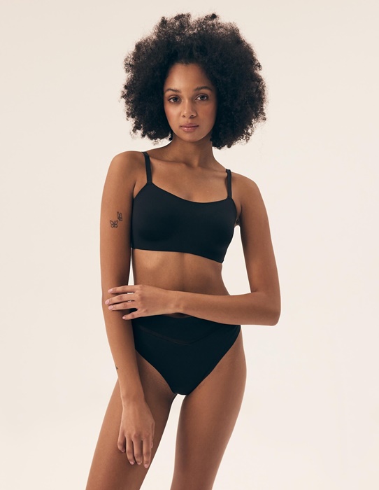 Biustonosz BEZ fiszbin typu Top z zapięciem z tyłu na haftki czarny - obrazek 4