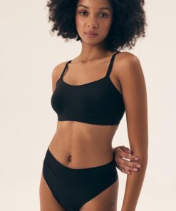 czarny biustonosz top z zapięciem na haftki