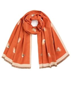 Szal damski Art of Polo ciepły w ptaszki rudy