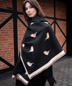 czarny szal damski elegancki wciepły