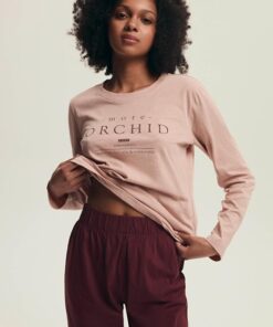 Piżama damska Henderson 43733 Dorla długi rękaw bordo