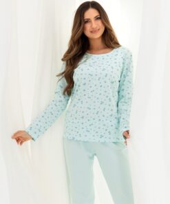 długa piżama damska bawełniana zielona