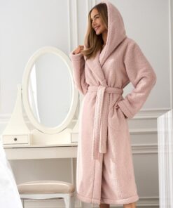 ciepły długi szlafrok z kapturem