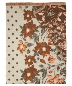 Szal damski ciepły Art of Polo w grochy i kwiaty ecru brązowy