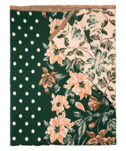 Szal damski ciepły Art of Polo w grochy i kwiaty zielony