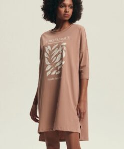 koszula nocna bawełniana henderson peach rękaw 3/4