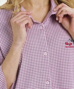 Alternative view of Koszula nocna Taro Joliee 3436 cała rozpinana kratka różowa