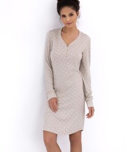 Alternative view of Koszula nocna Sensis Baylee do kolan w kwiatki beżowa