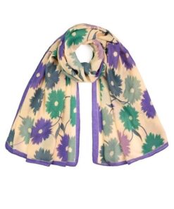 kolorowy cienki szal damski w kwiaty