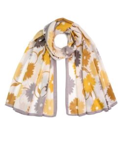 lekki zwiewny szal damski kolorowy kwiaty