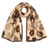 kawowy szal damski cienki w kwiaty