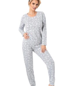 szara długa piżama damska bawełna