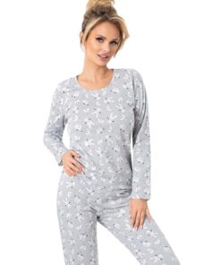 Piżama damska Donna Bunny Long bawełniana szara