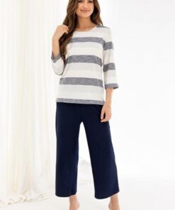 Alternative view of Piżama damska Regina 719 z rękawem 3/4 paski czarna