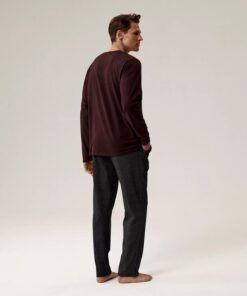 Alternative view of Piżama męska Atlantic bawełniana z długim rękawem wino czarny